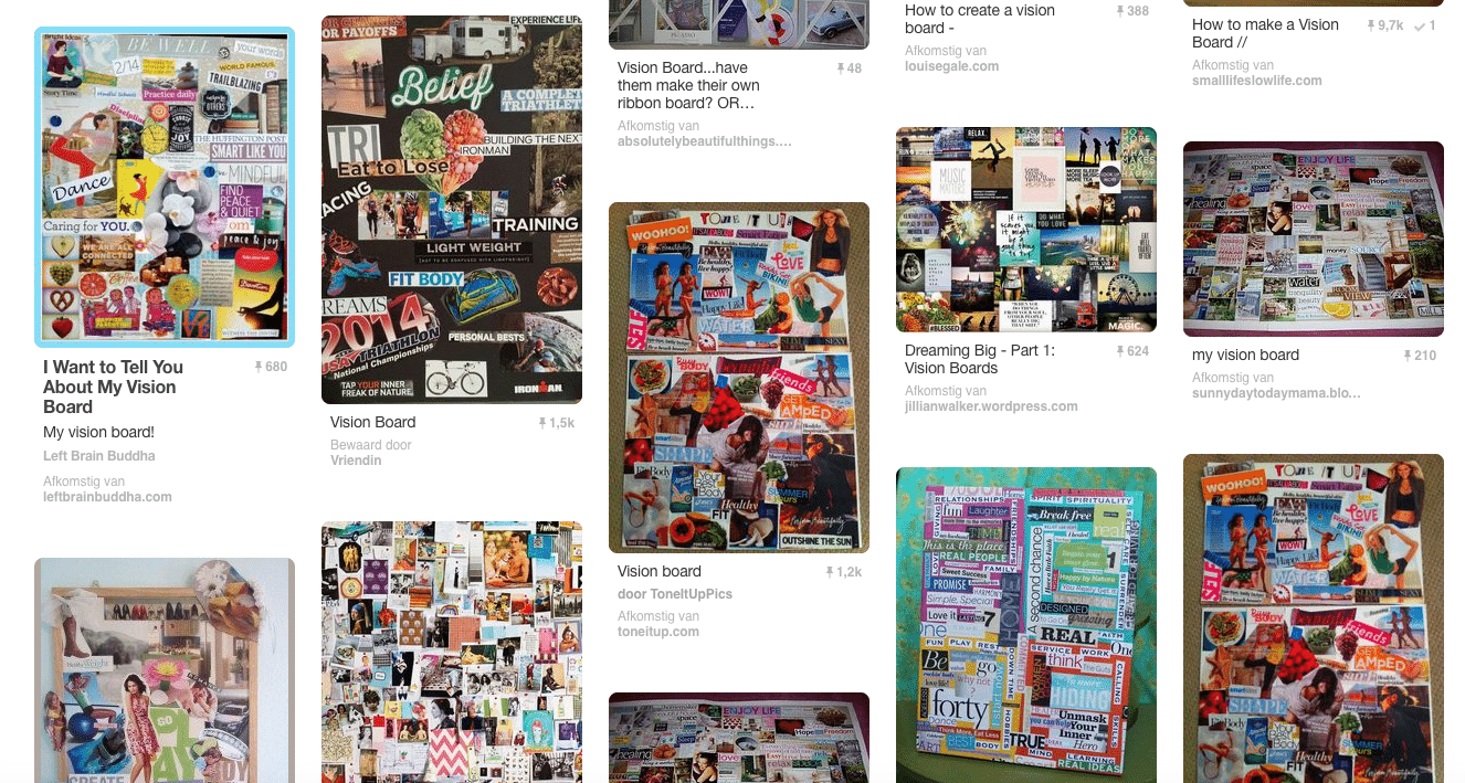 Tips voor het maken van een vision board. Inspiratie van Pinterest