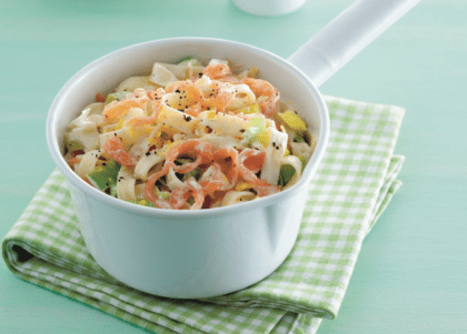 zalm met pasta en prei zalm met pasta en prei