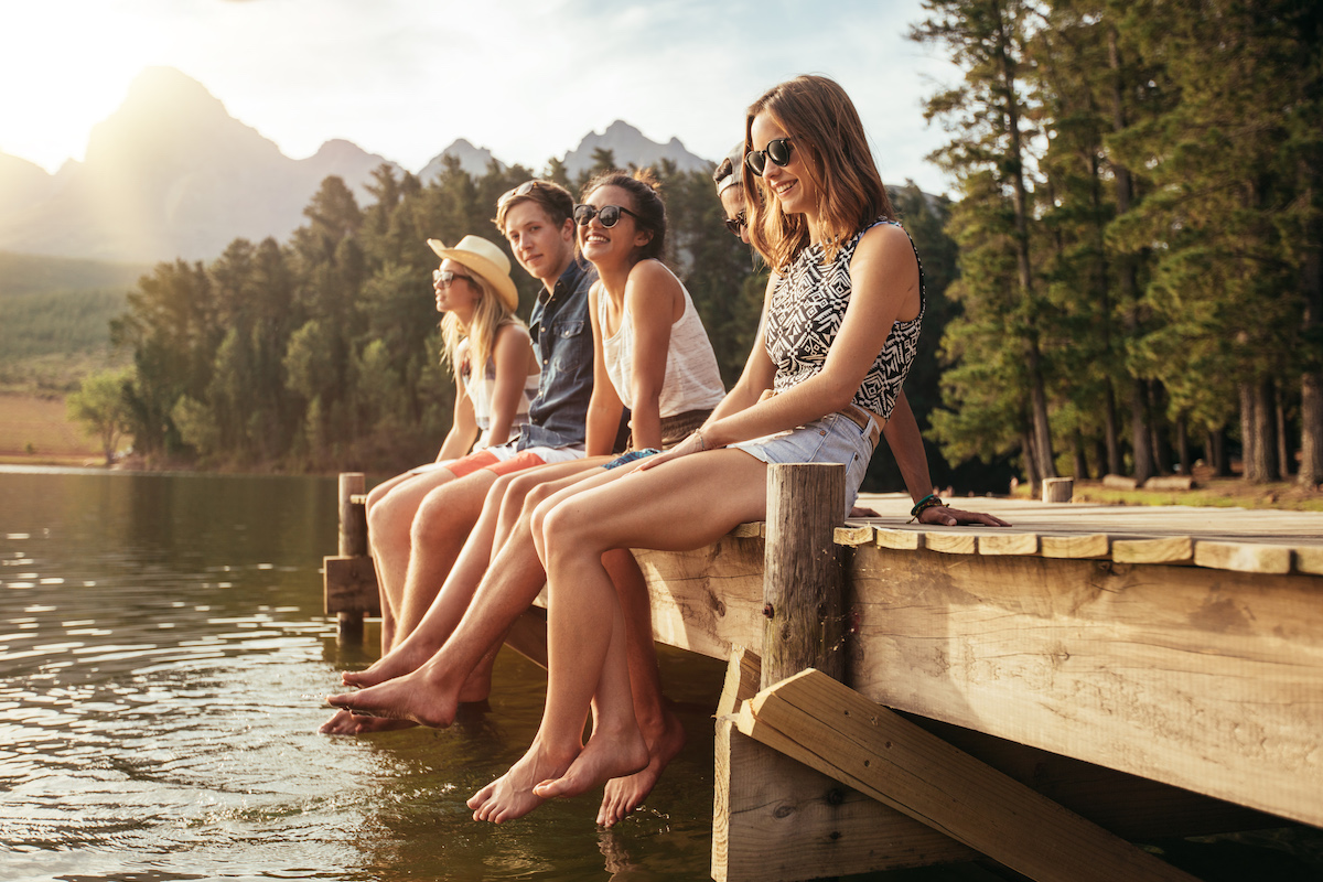 Friends Enjoying A Day At The Lake