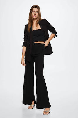 Mango High Waist Flared Broek Zwart