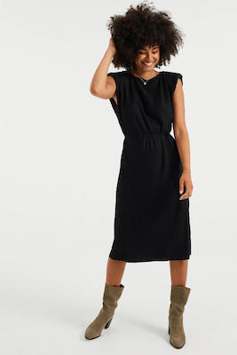 We Fashion Jurk Met Ceintuur Zwart