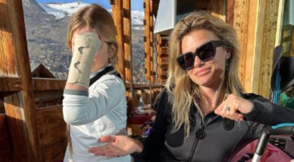 Nicolette van Dam en dochter Kiki na hun ski-ongelukken