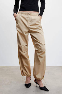 Mango Wide Leg Cargobroek Bruin