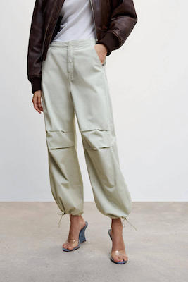 Mango Wide Leg Cargobroek Lichtgroen