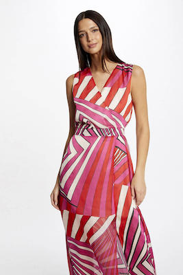 Morgan Maxi Jurk Met Grafische Print Rood Roze