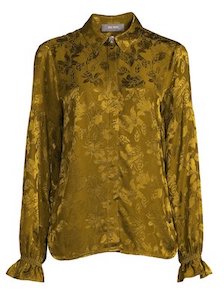 Mos Mosh Blouse Mmrobena Lez Met Jacquard En Plooien Olijfgroen