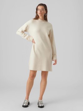 Vero Moda Fijngebreide Jurk Vmgoldneedle Offwhite Wit 5715429444698