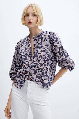 Mango Gebloemde Blouse Donkerblauw Roze Donkerblauw 8445922892418