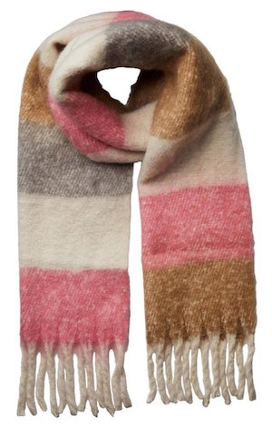 Pieces Geruite Sjaal Met Franjes Pcsommer Roze Bruin Ecru Roze wintersjaals