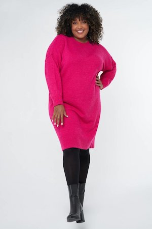 Ms Mode Fijngebreide Jurk Met Wol Roze Roze Modekleur 