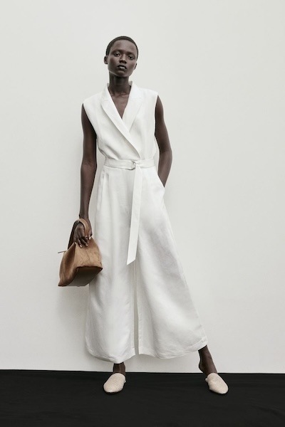 Witte Jumpsuit Van Linnenmix Hm