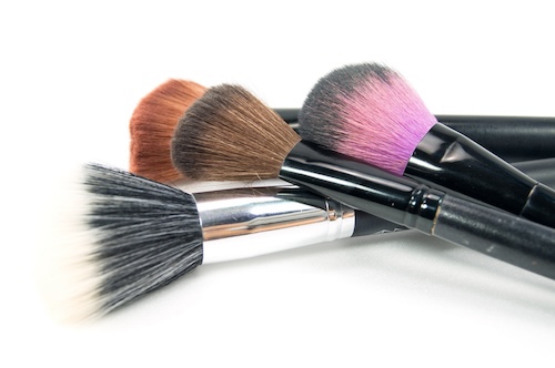 Professional Makeup Brush Set On White Background