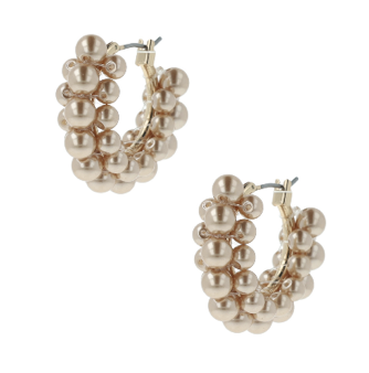 Estate Mini Pearl Hoops Gold Van Otazu