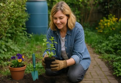 Vrouw In Groene Tuin