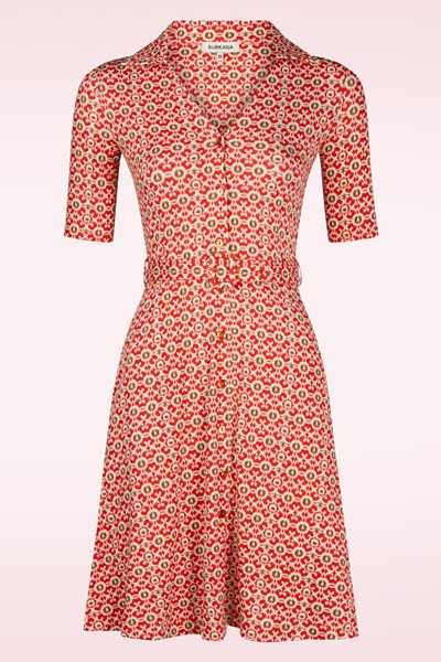 273282 Surkana 52358 Dress Red Graphic Belt Beige Brown 250311 001w Upload