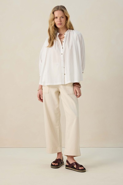 Witte Blouse Met Pofmouwen