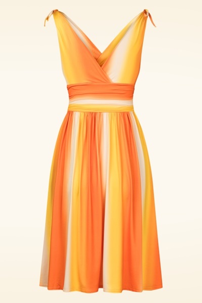 276430 Vintage Chic 54335 Swing Dress Sleevless Orange Yellow 250521 003w Large