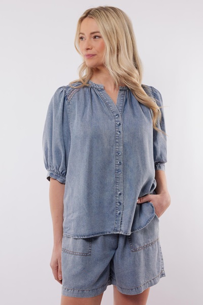 C S The Label Blouse Medium Blue Denim Medium Blue Denim 8721127035233