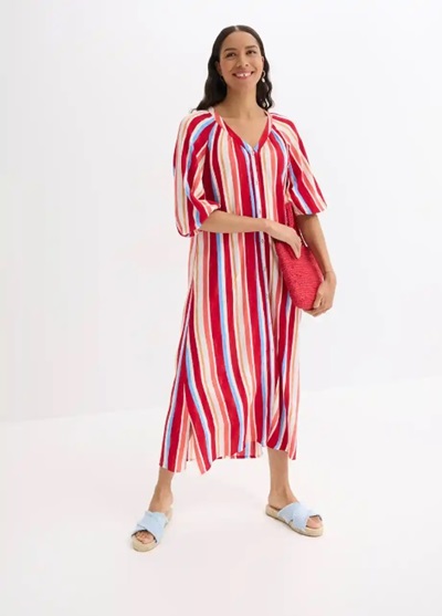 Gestreepte Kaftan Jurk