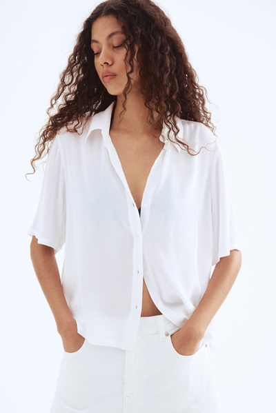 Overhemdblouse Van Crinkleviscose