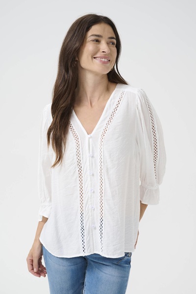 Cream Blouse Wit Broderie Wit 5715576201304