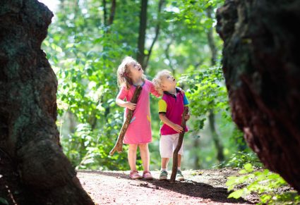 Uitjes In De Zomer: 2 kinderen in het bos