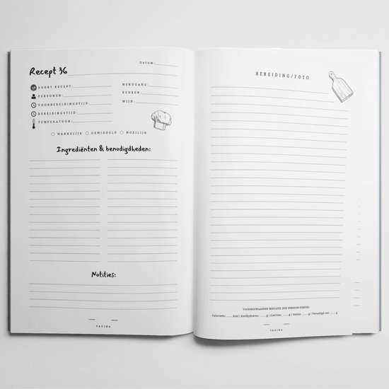 Recepten invulboek