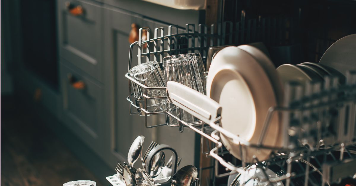 vaatwasser - bestekaanslag op wit servies