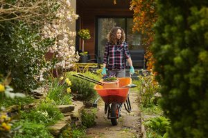 Vrouw in een tuin - tuinieren
