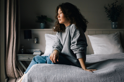 vrouw bed