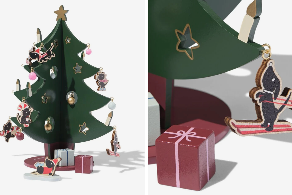 HEMA verkoopt een houten Takkie en Siepie-kerstboom voor kinderen